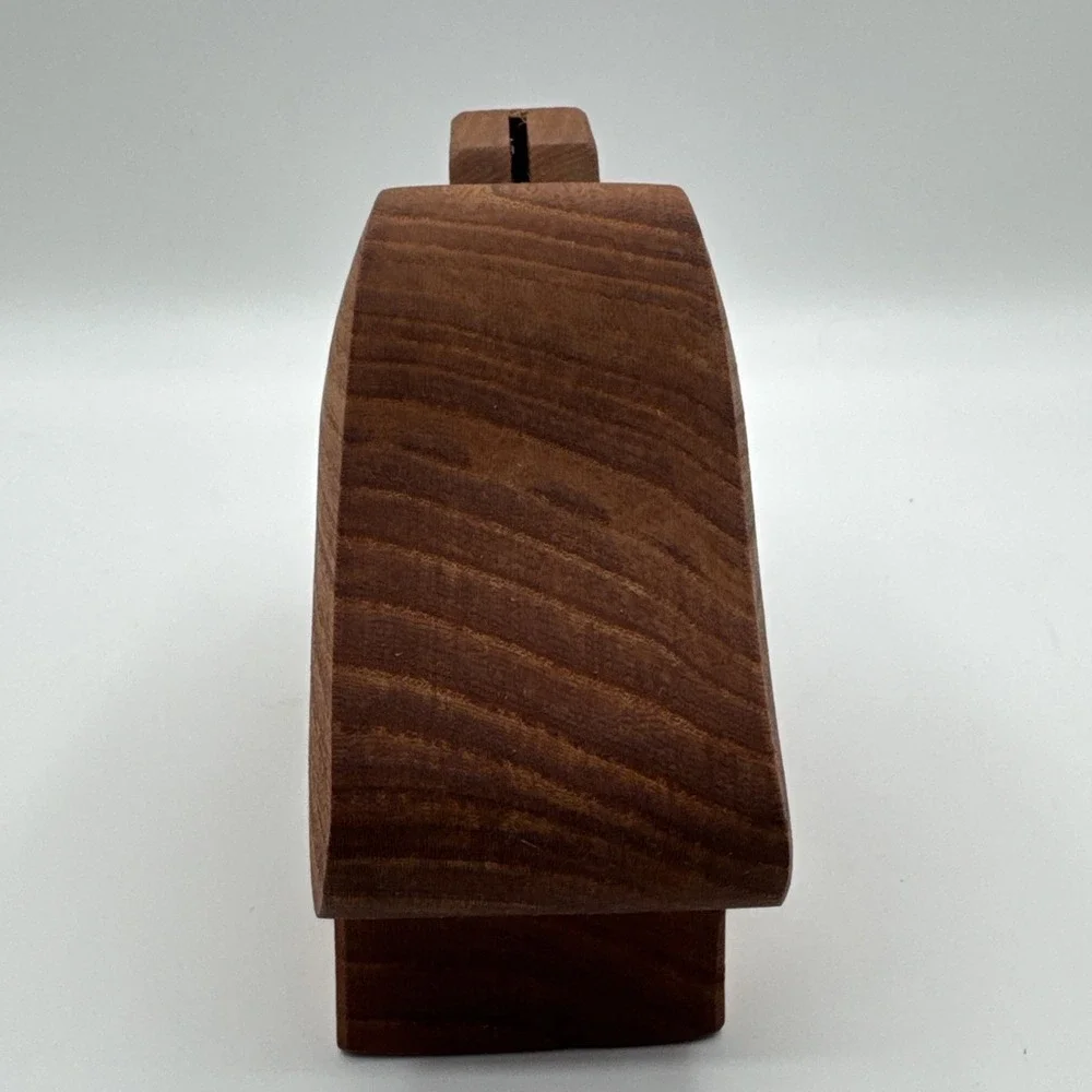 Vintage Handcrafted Teak Wood Log Cabin House Coin Bank Piggy Bank Minimalist 5" - Picture 6 of 11